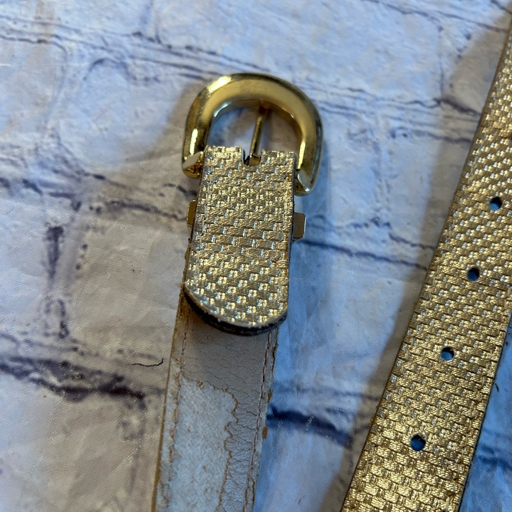 NAN LEWIS VINTAGE GOLD TONE BUCKLE AND TEXTURED WOMENS BELT - Picture 7 of 8